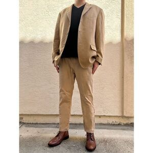 Vintage Polo Ralph Lauren Blue Label Tan Cashmere Blazer Size 44R Italy Made
